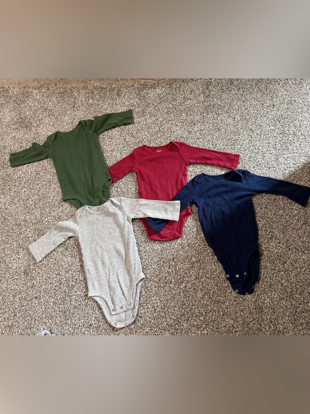 Carter's Long-Sleeve Baby Bodysuit Set - Green, Red, Gray, Navy